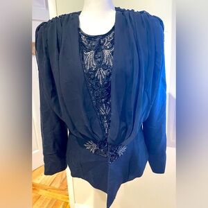RARE 80's Vintage Black Evening Zeeba New York Evening Top or Jacket Size 16